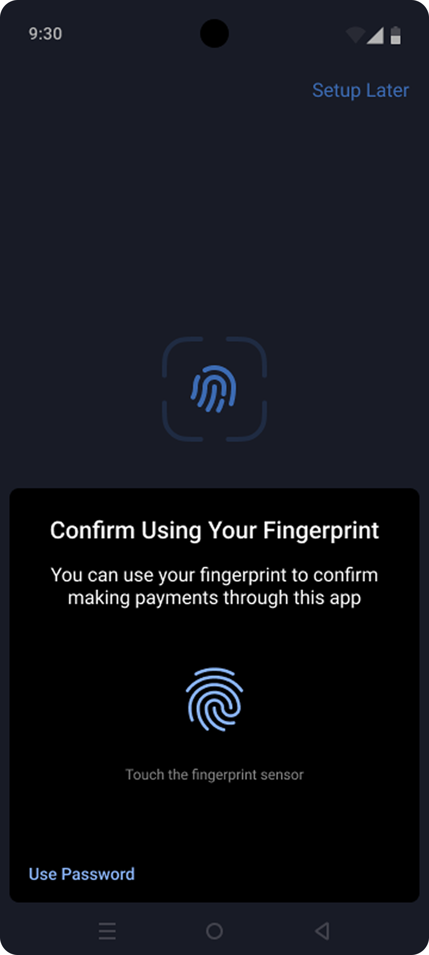 Use fingerprint to confirm payments