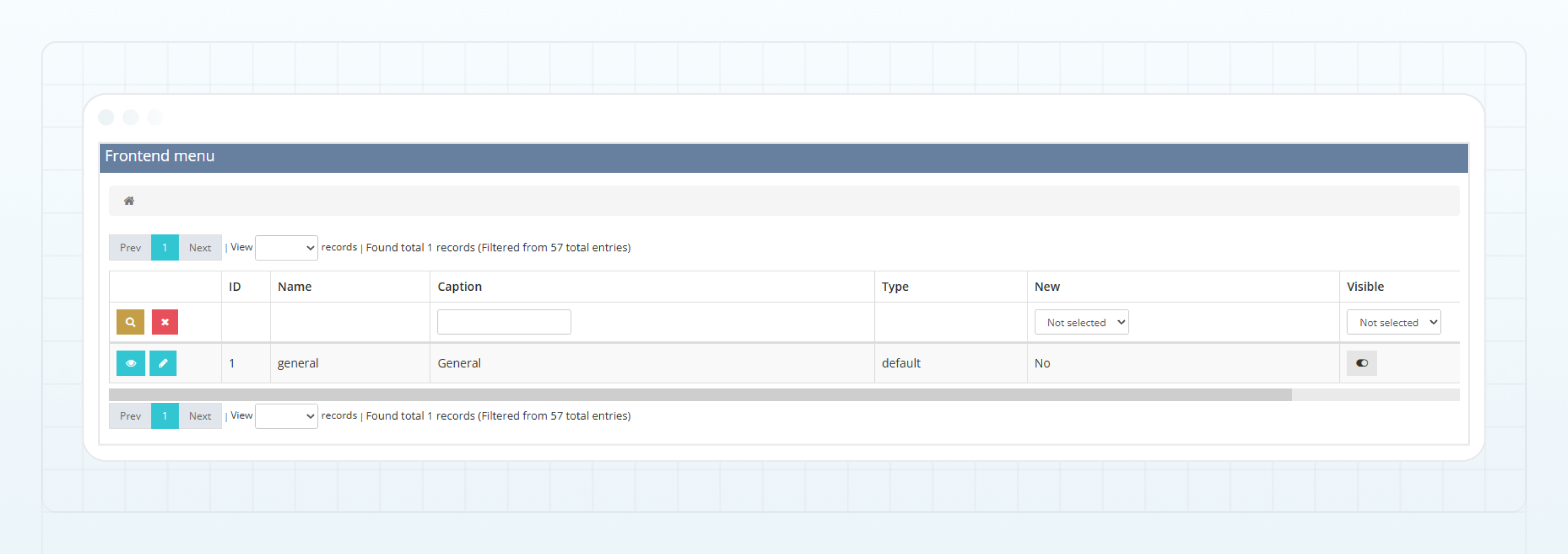 The main menu visibility option