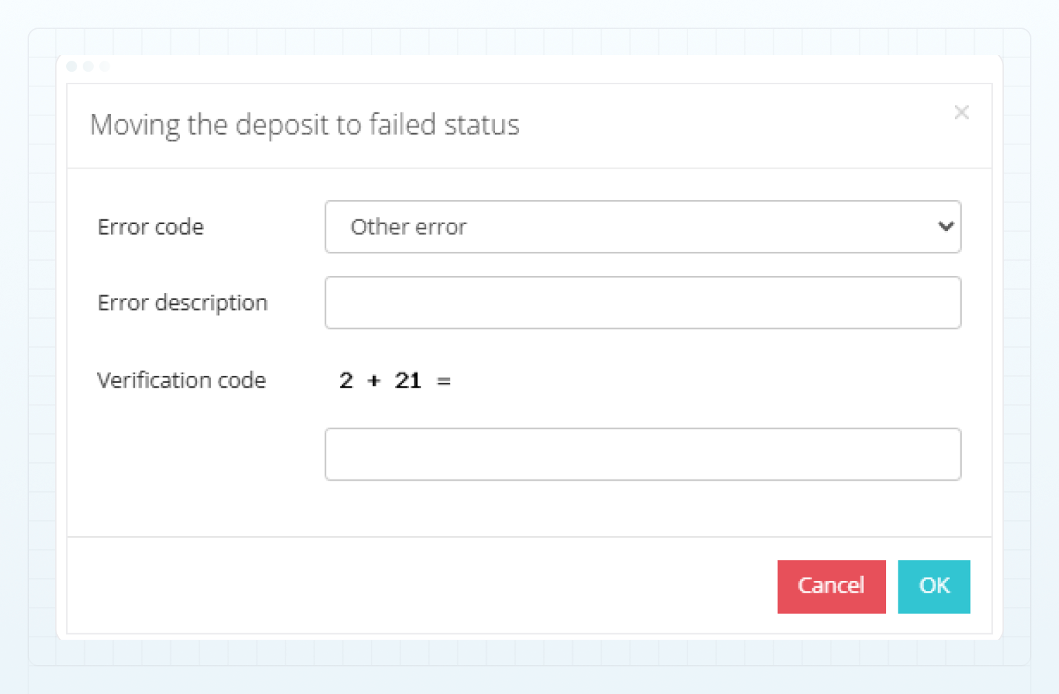 Move the transaction to failed