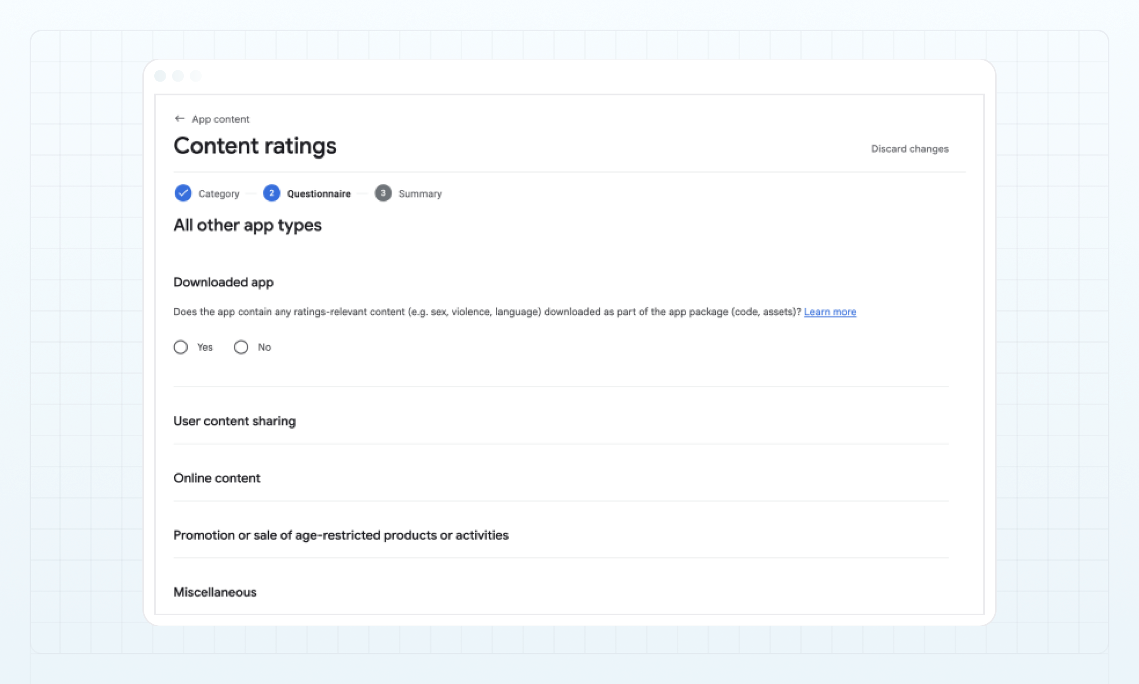 Content ratings — Questionnaire
