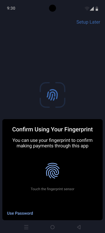 Use fingerprint to confirm payments