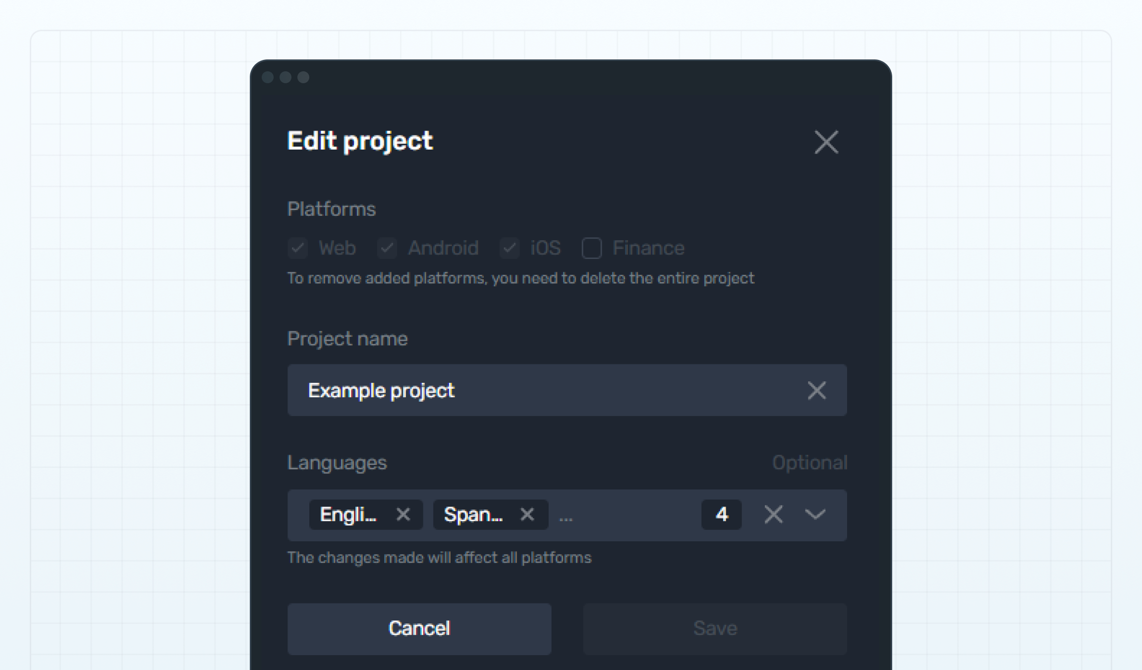 Edit a project in B2TRANSLATE