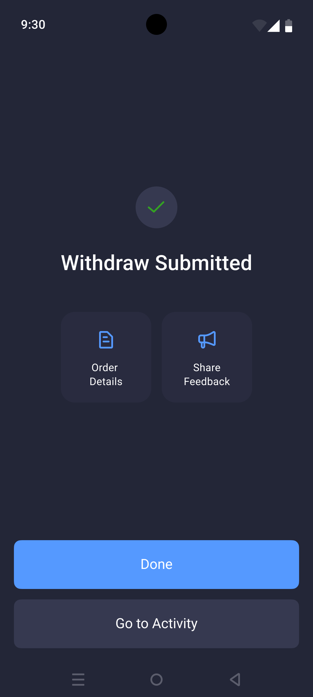Feedback after a withdrawal