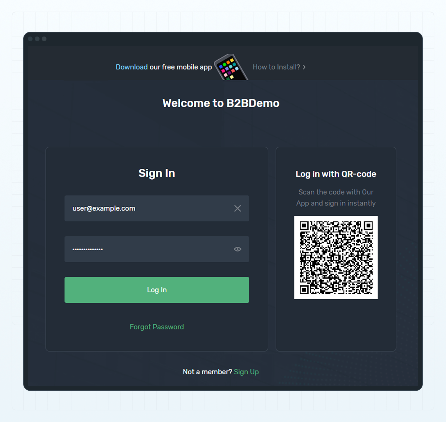 The download options for iOS and Android