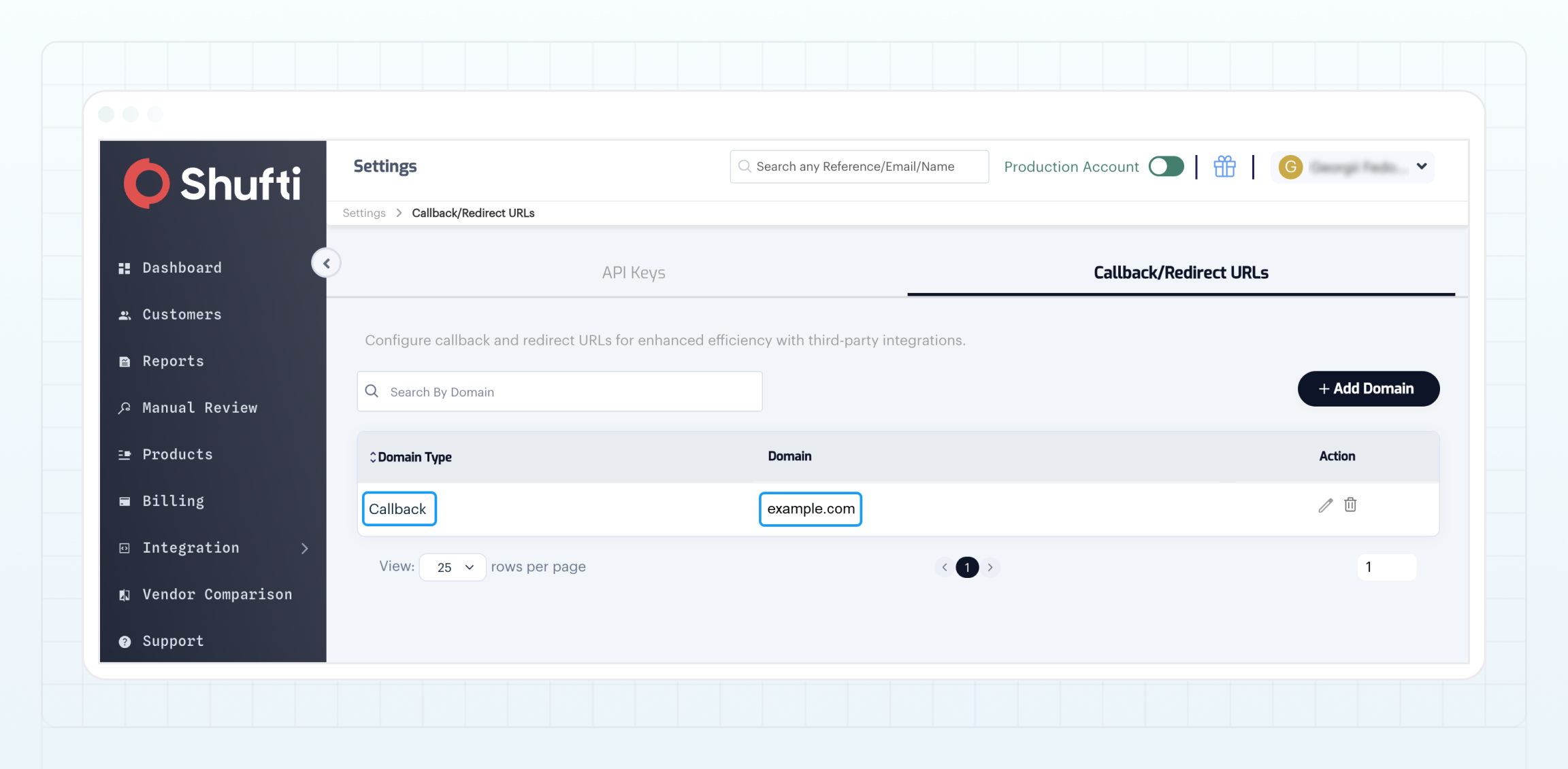 Add the domain for callbacks in ShuftiPro