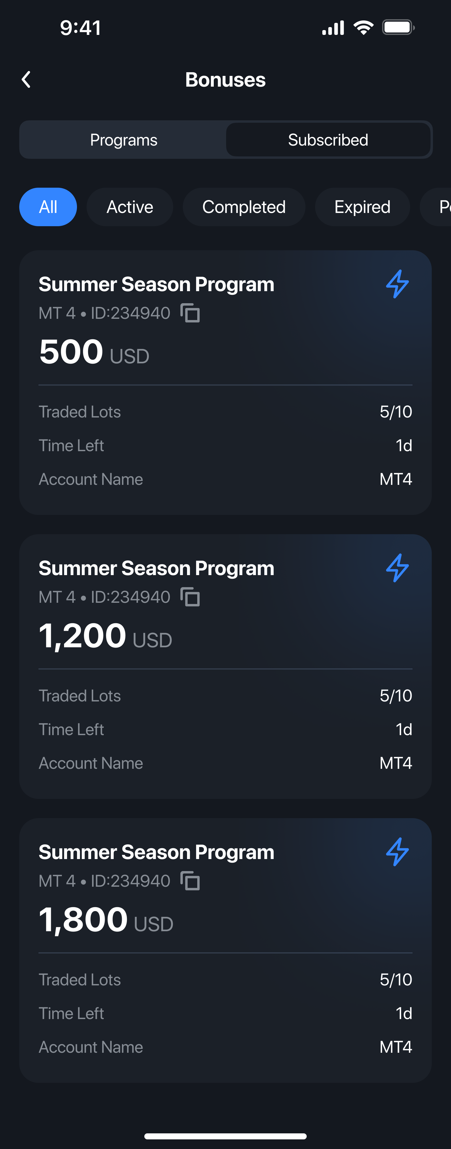 Active bonus programs