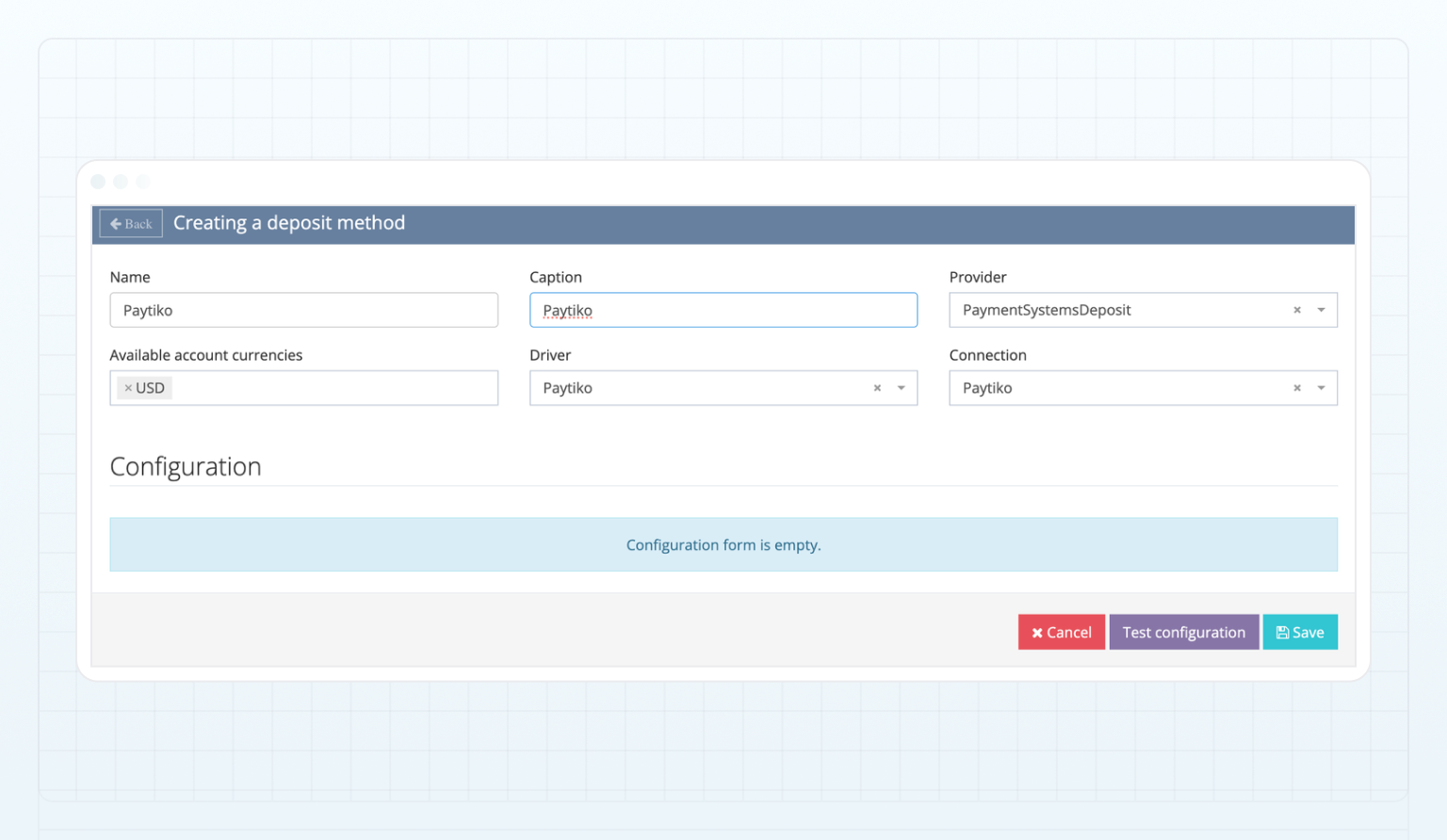 Create the Paytiko deposit method