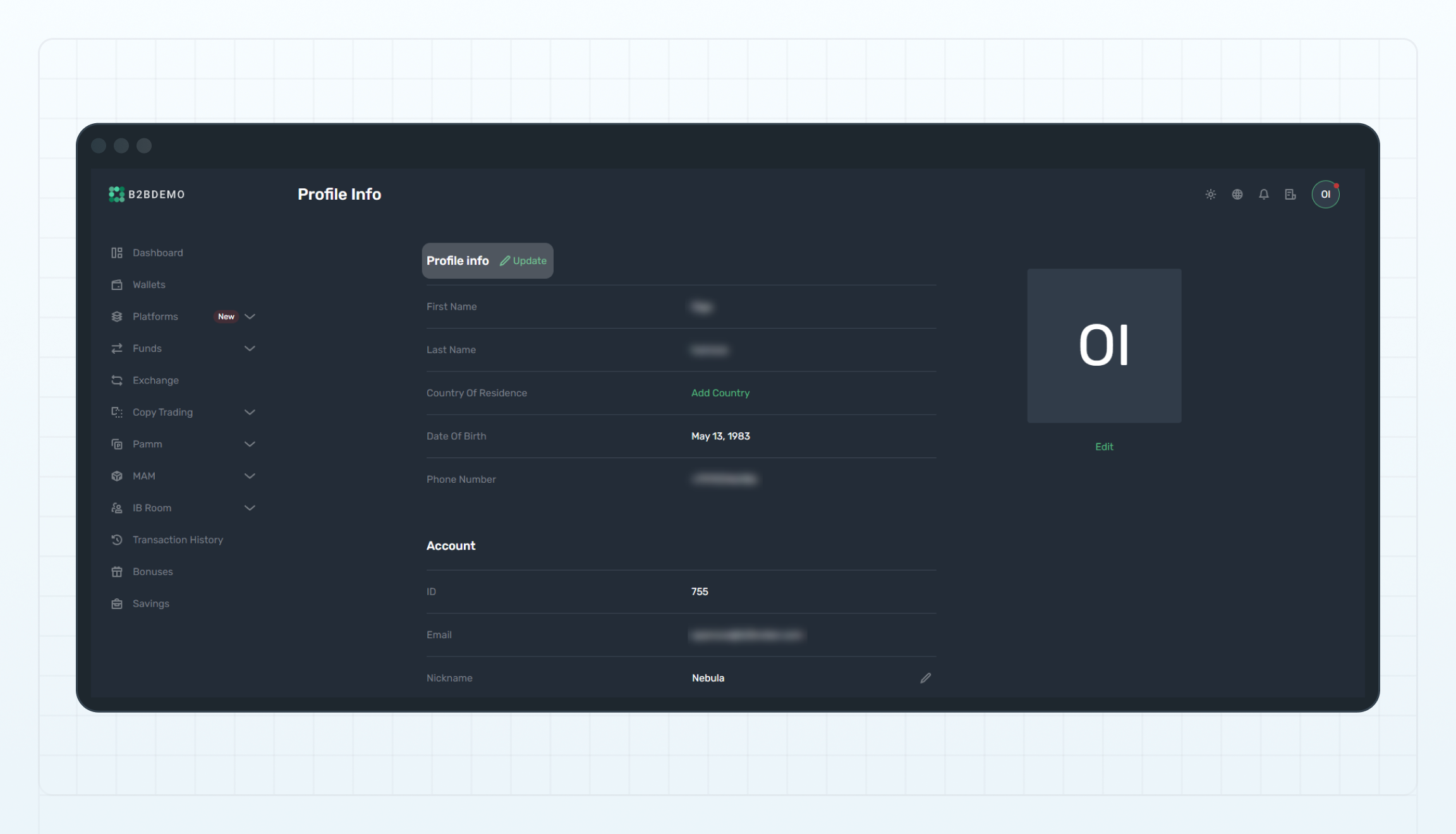 Update personal info