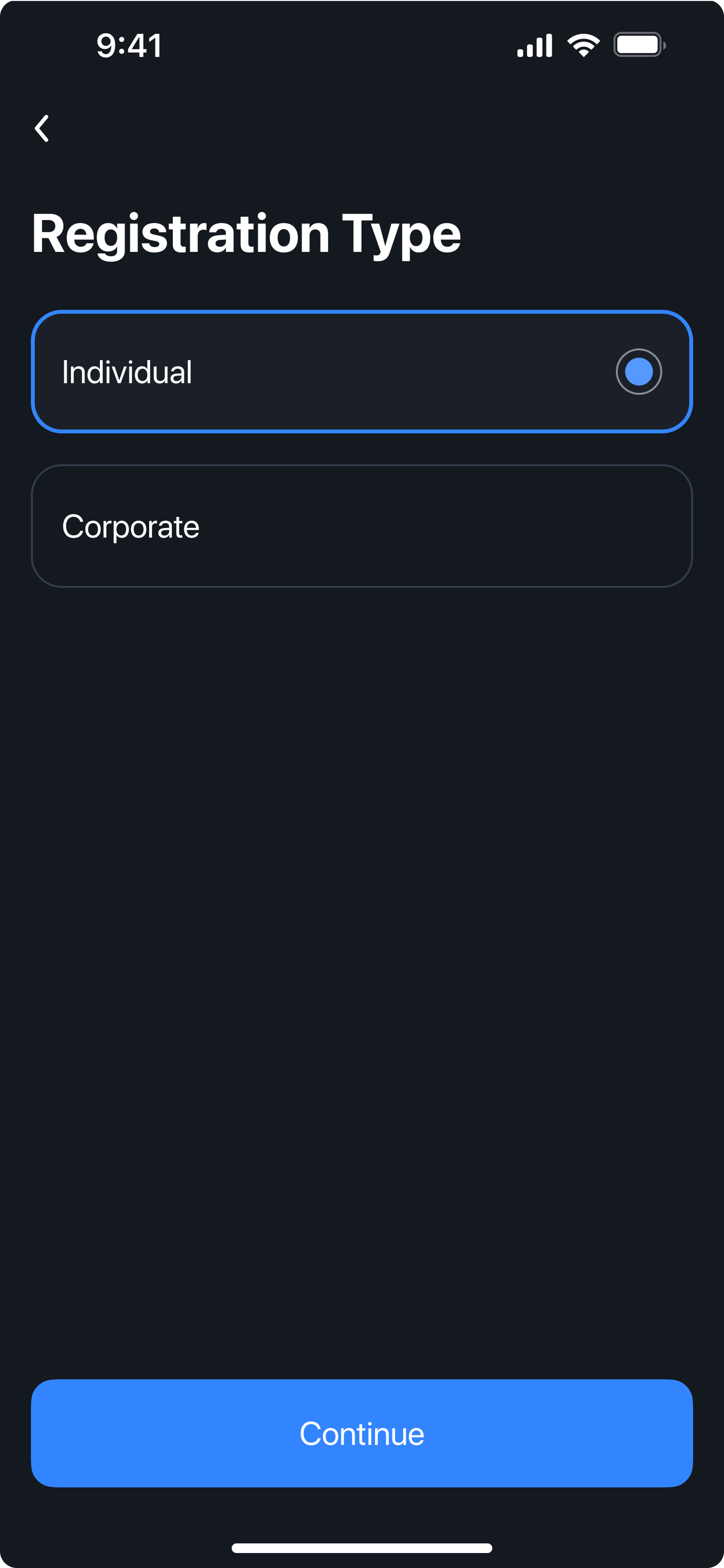 Registration options