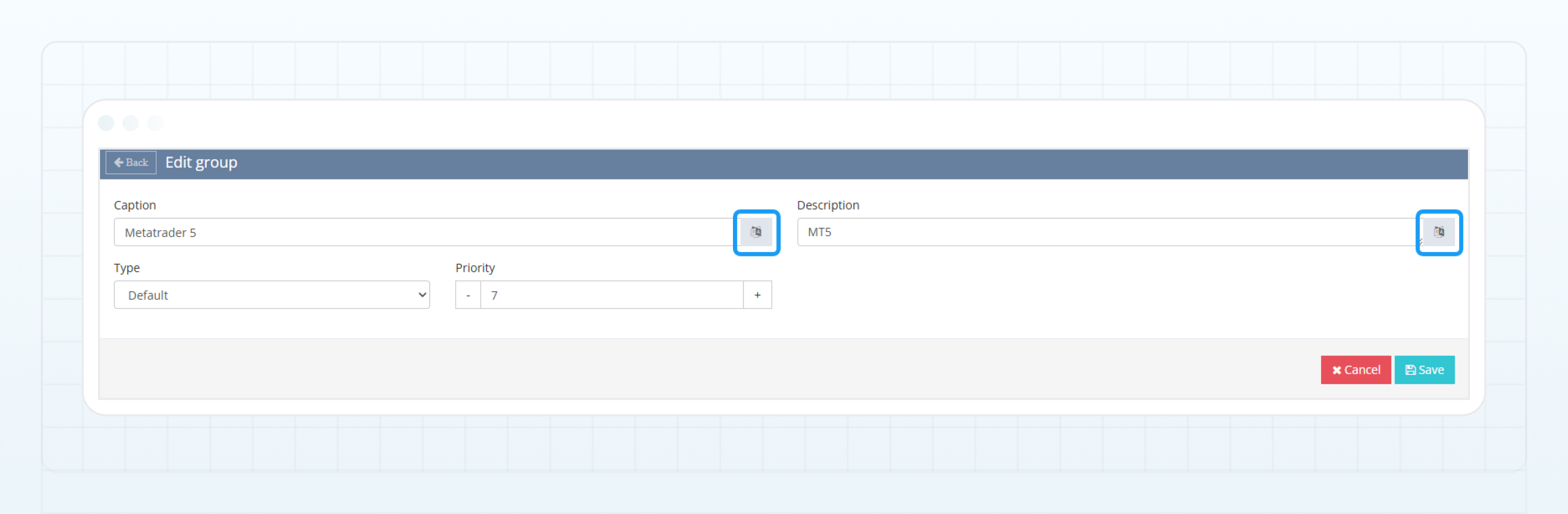 Localization options for fields