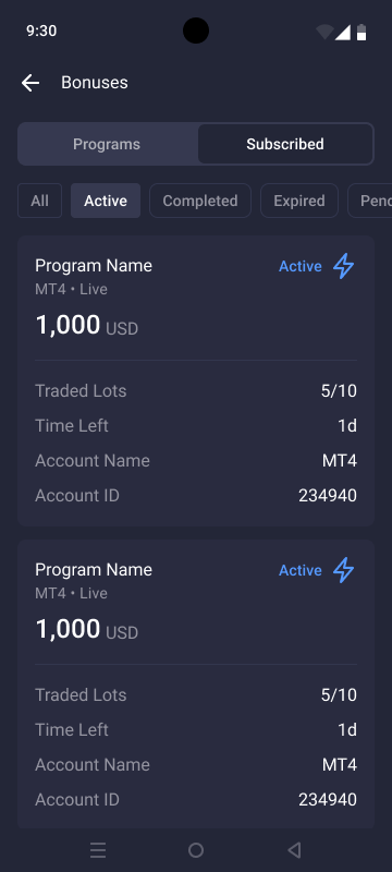 Active bonus programs