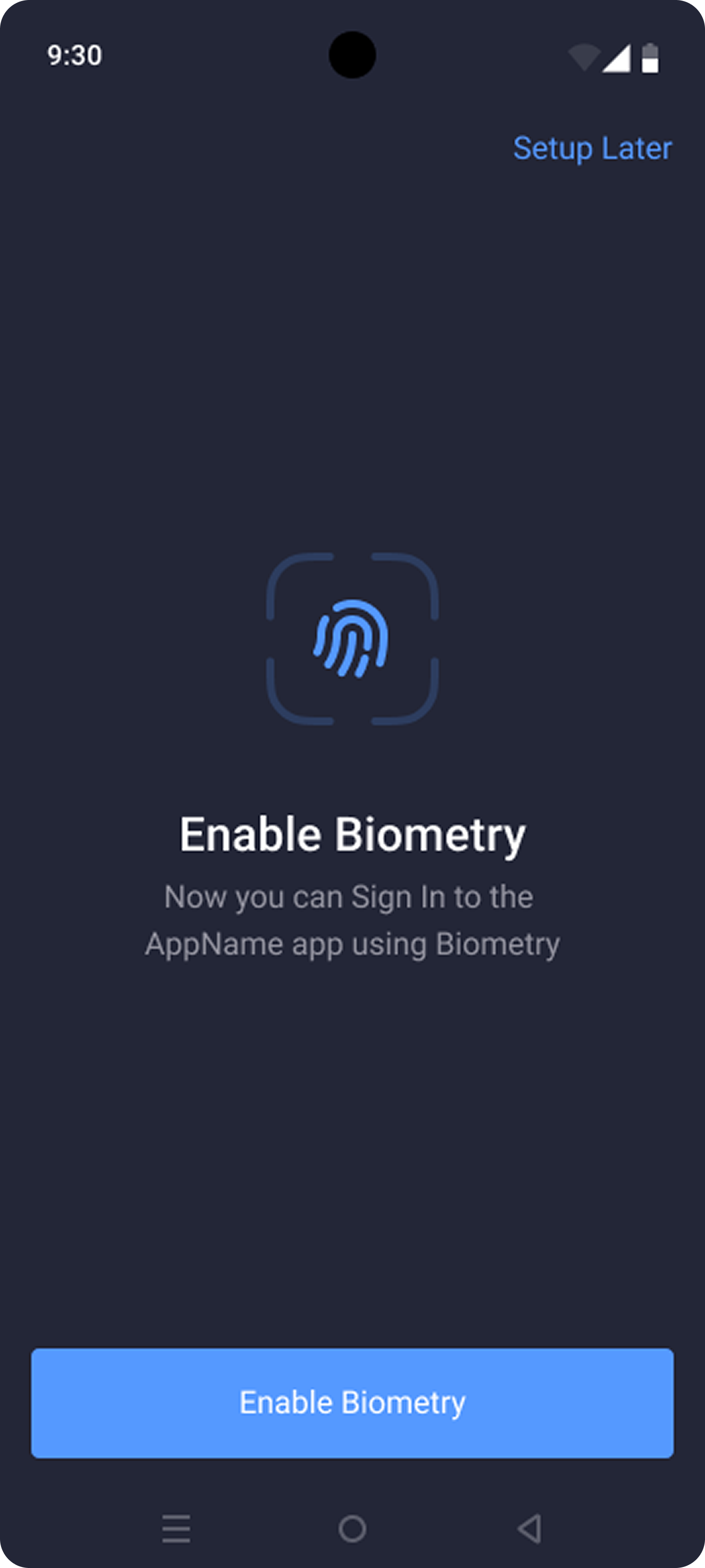 Enable fingerprint authentication