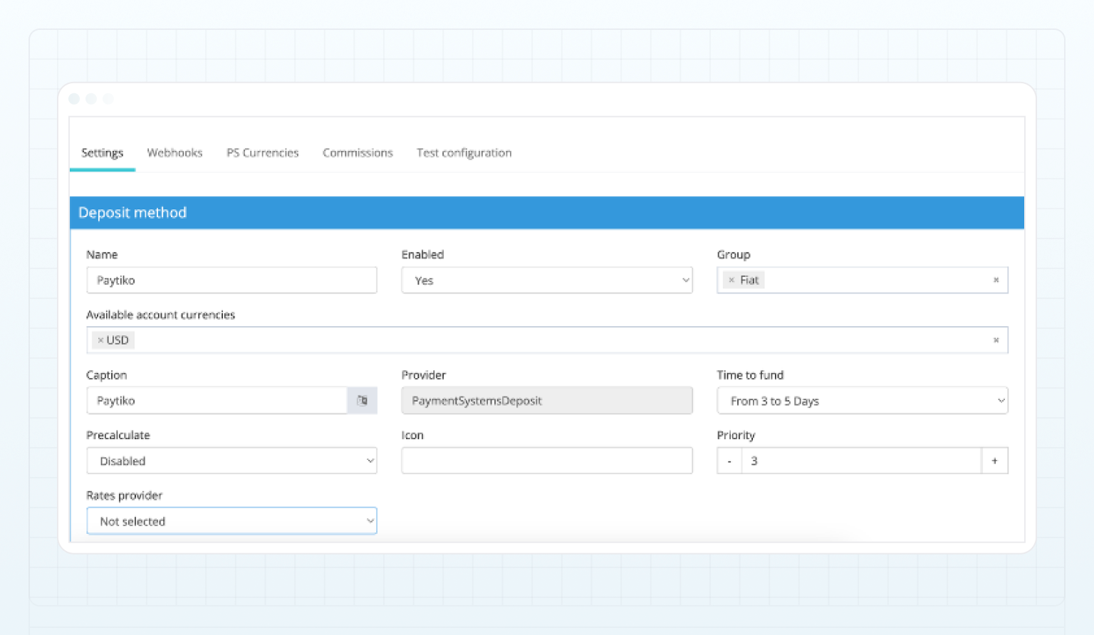 Deposit method details