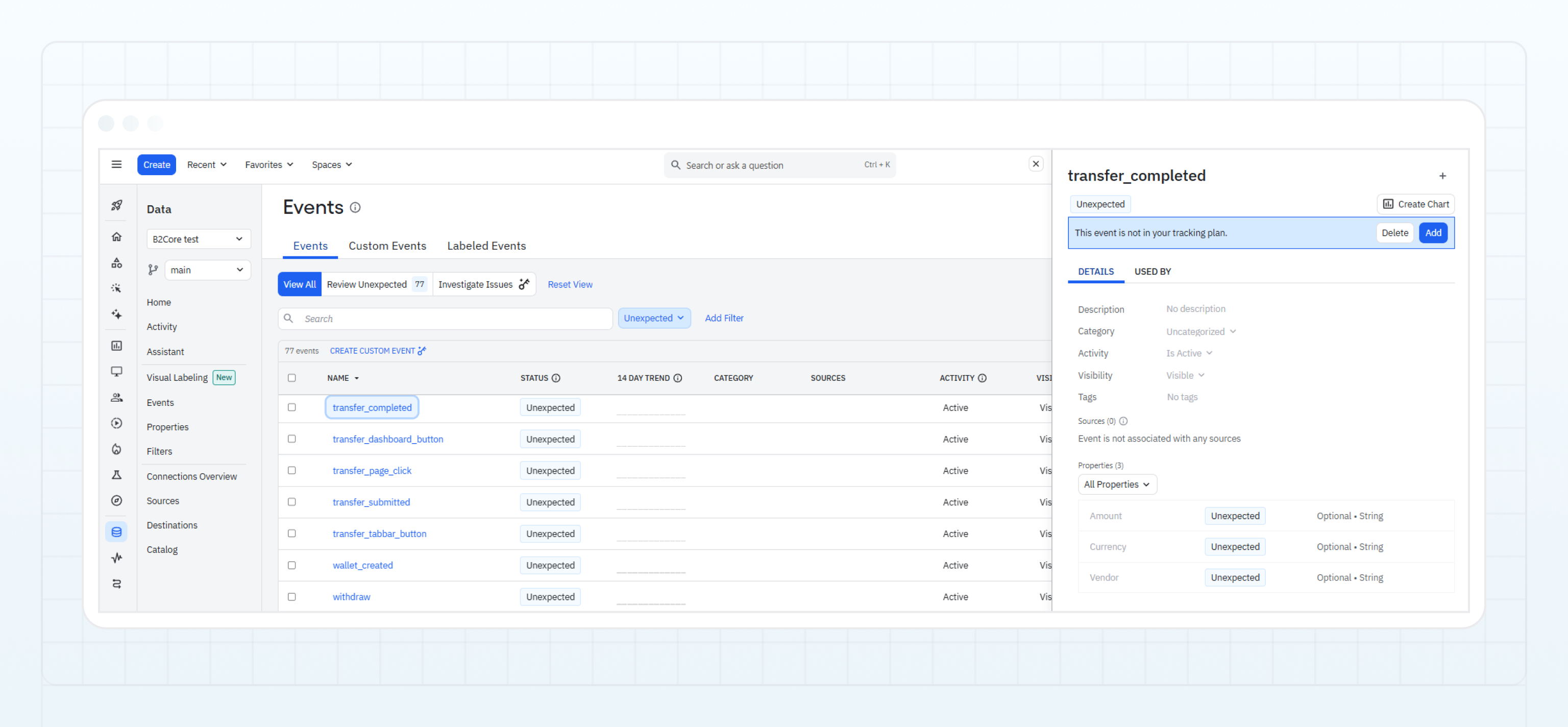 Add events to your Amplitude tracking plan