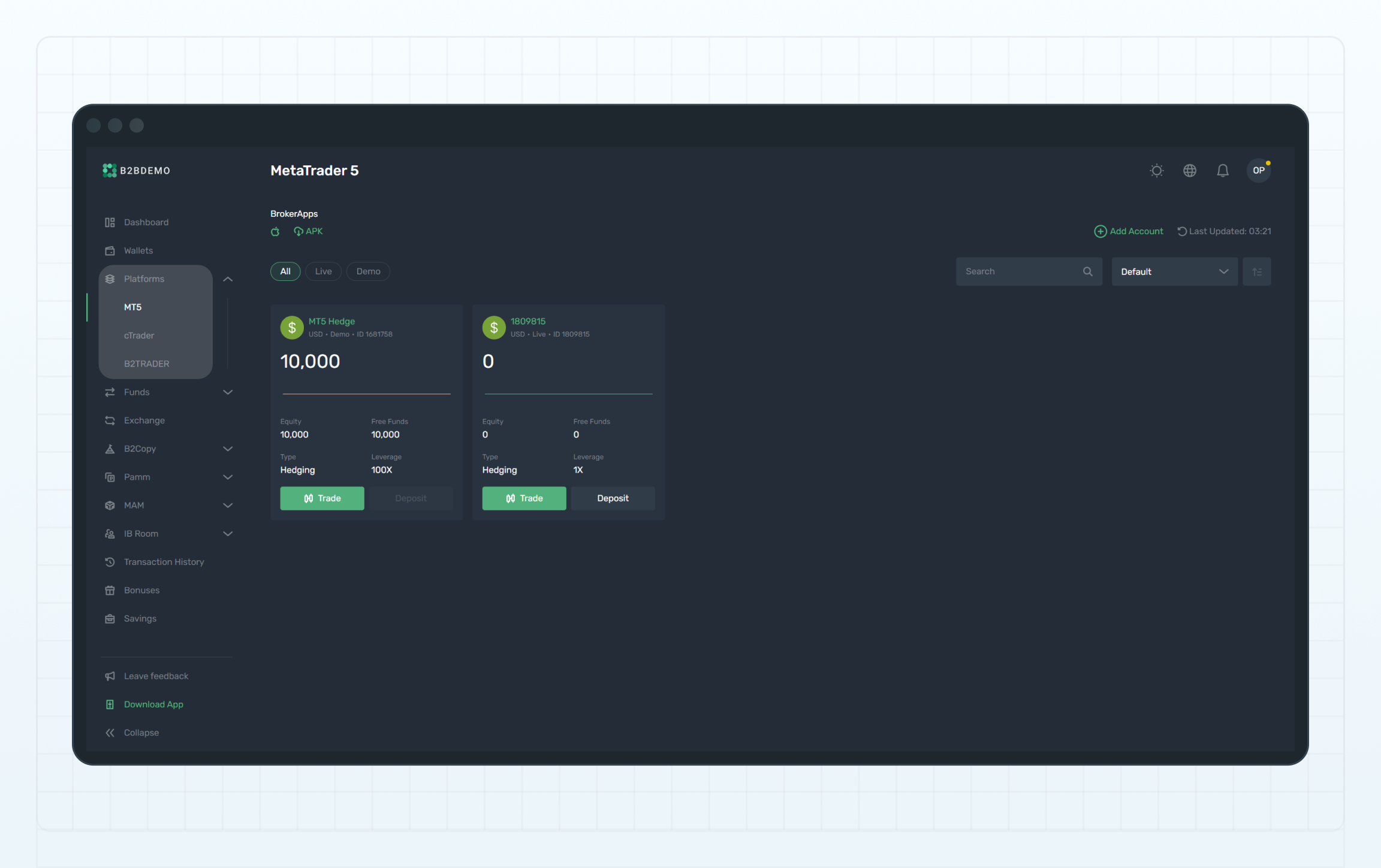 Create a trading account